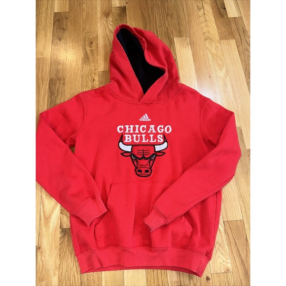 Chicago Bulls Hoodie Red adidas Kids Size Medium‎ Sweater. 90s Looks New! - Picture 1 of 7